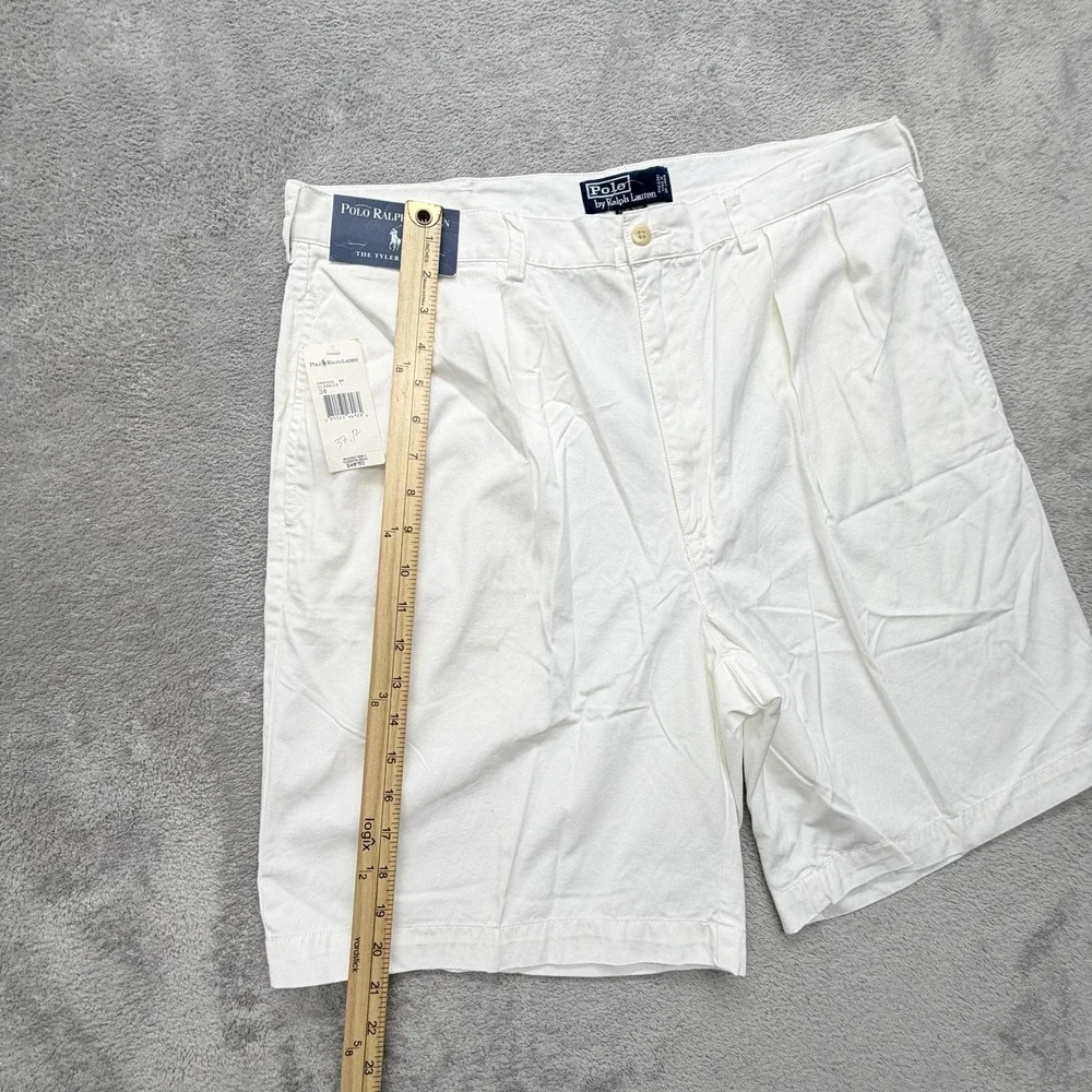 Polo Ralph Lauren Shorts Mens 38 White Chino Pleated Tyler Pockets